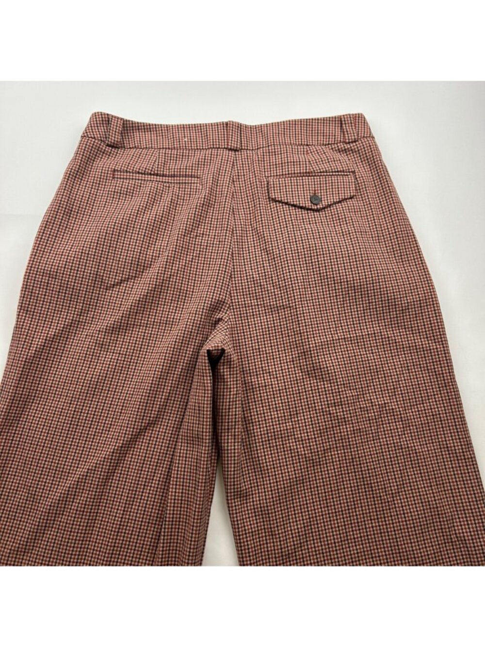 A New Day Burgundy Brown Plaid High Rise Wide Leg Trouser Pant 10 - Picture 7 of 7